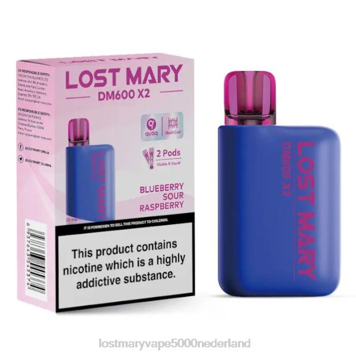RV0V202 - LOST MARY vape Nederland bosbes zure framboos LOST MARY DM600 x2 wegwerpdamp