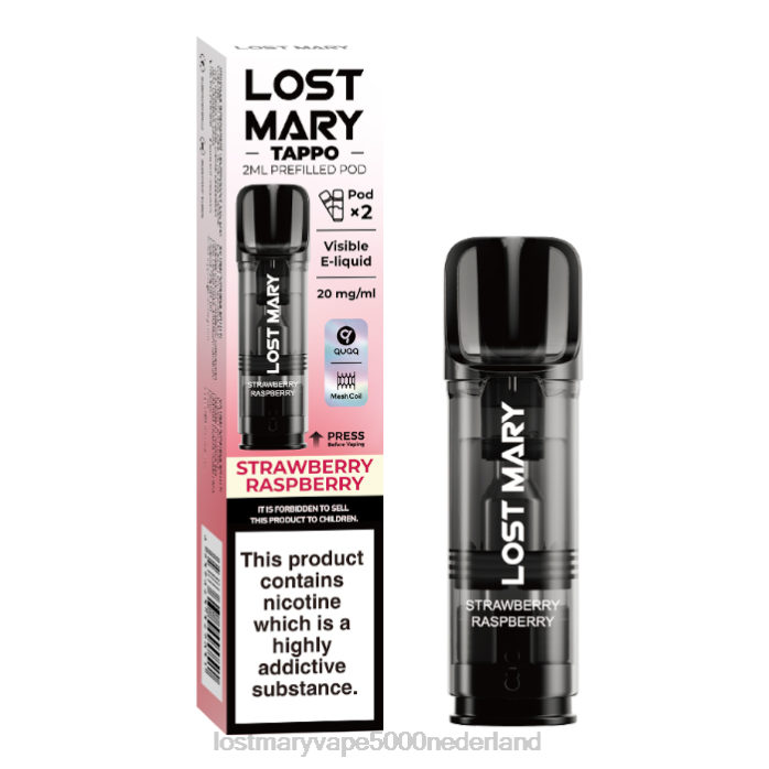 RV0V178 - LOST MARY kopen aardbei framboos LOST MARY Tappo voorgevulde peulen - 20 mg - 2 stuks