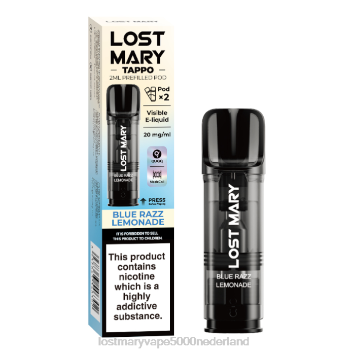 RV0V181 - LOST MARY vape review blauwe razz-limonade LOST MARY Tappo voorgevulde peulen - 20 mg - 2 stuks