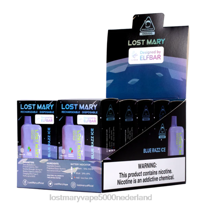 RV0V14 - LOST MARY vape kopen blauw razz-ijs LOST MARY OS5000