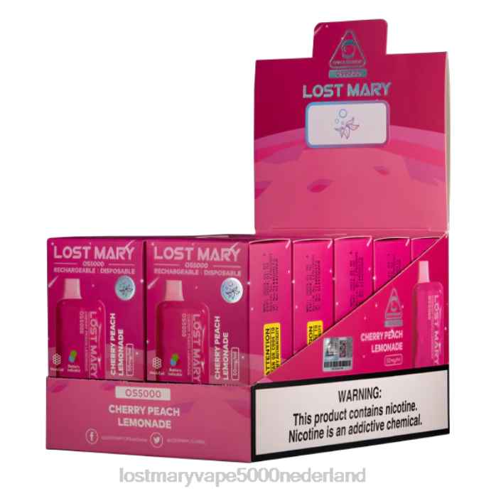 RV0V24 - LOST MARY vape kopen kersen perzik limonade LOST MARY OS5000