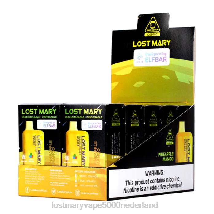 RV0V57 - LOST MARY vape 5000 Nederland ananas-mango LOST MARY OS5000