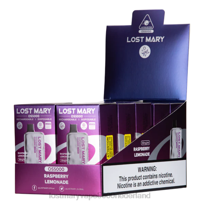 RV0V60 - LOST MARY vape Nederland kopen frambozenlimonade LOST MARY OS5000 glans