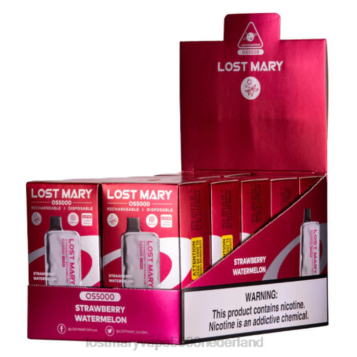 RV0V73 - LOST MARY vape smaken aardbei watermeloen LOST MARY OS5000 glans
