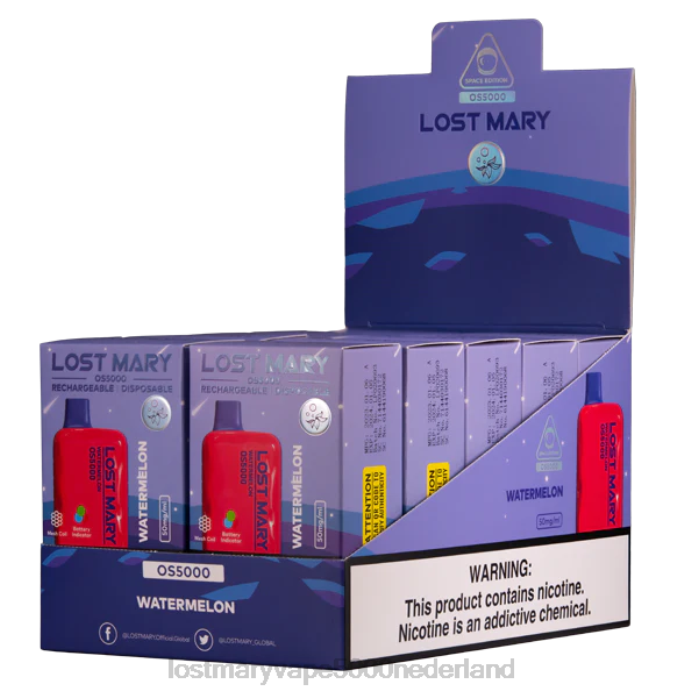 RV0V80 - LOST MARY vape Nederland kopen watermeloen LOST MARY OS5000