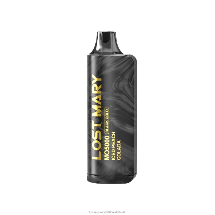 LOST MARY MO5000 zwart goud wegwerp 10ml - LOST MARY vape smaken ijskoude perzik colada J64HD3