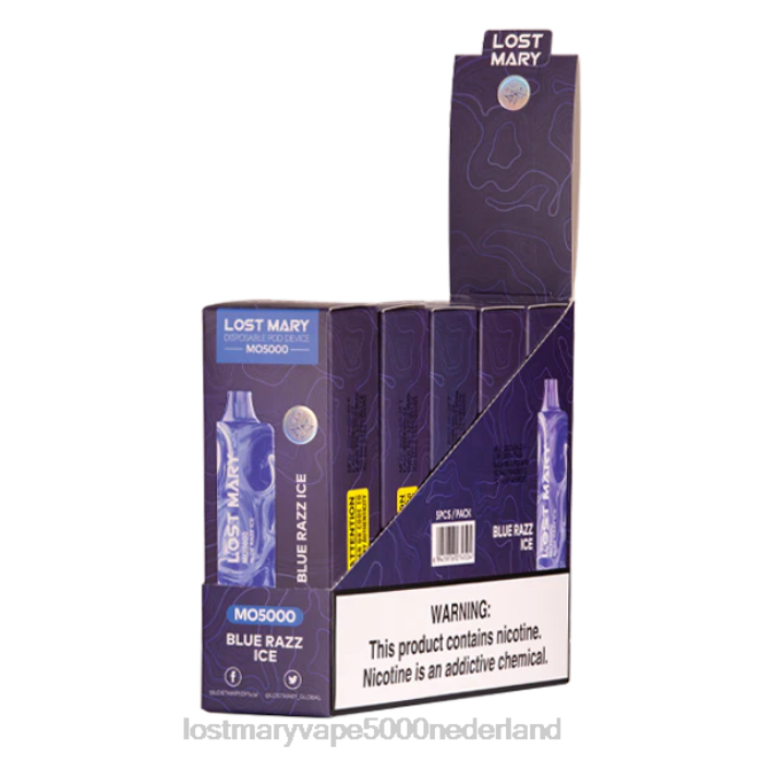 RV0V13 - LOST MARY vape smaken blauw razz-ijs LOST MARY MO5000