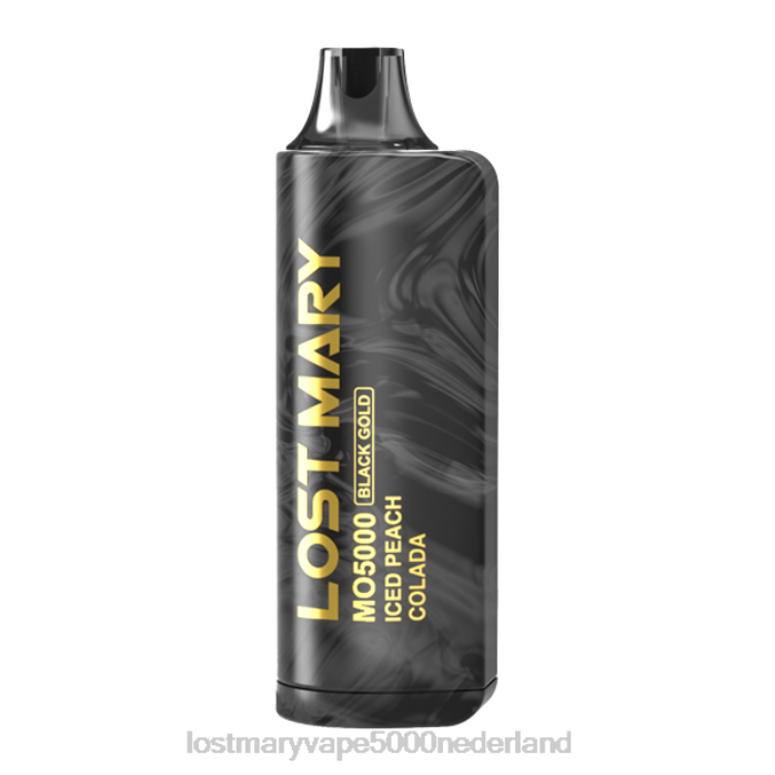 RV0V95 - LOST MARY vapes kopen ijskoude perzik colada LOST MARY MO5000 zwarte gouden editie
