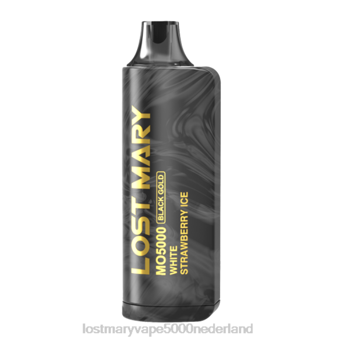 RV0V97 - LOST MARY vape 5000 Nederland wit aardbeienijs LOST MARY MO5000 zwarte gouden editie