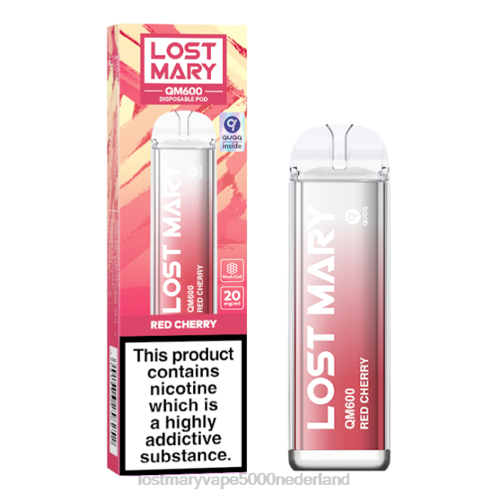 RV0V162 - LOST MARY vape Nederland rode kers LOST MARY QM600 wegwerp damp